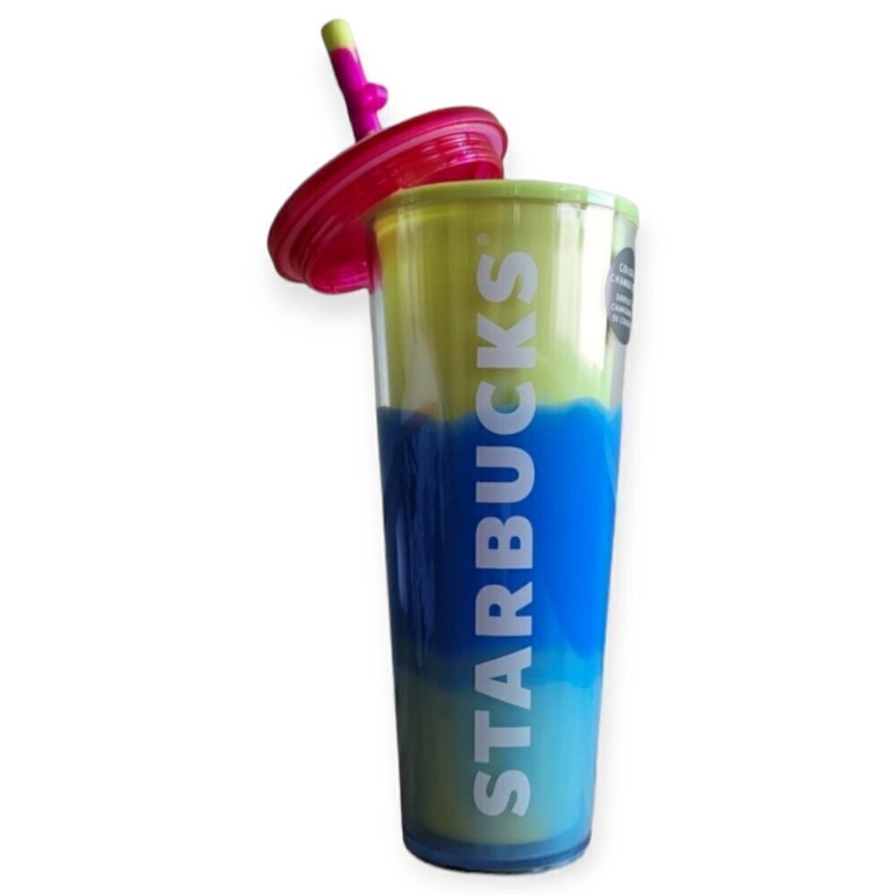 Starbucks 24oz Blossom Color-Changing Tumbler with Straw Venti Double-Wall Cup